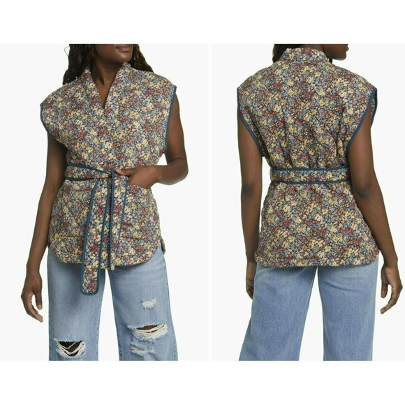 Blank NYC Jackets & Blazers - Blank NYC Quilted Floral Wrap Belted Jacket Vest Sz Small NWT